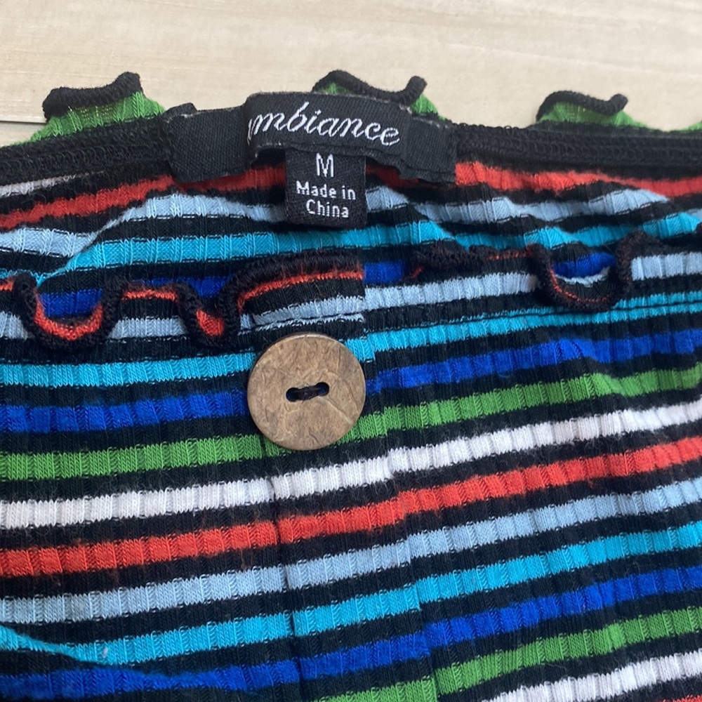Ambiance Womens S/M Crop Top. Ribbed, ruffle, buttons, striped. So cute and fun. - Picture 8 of 12
